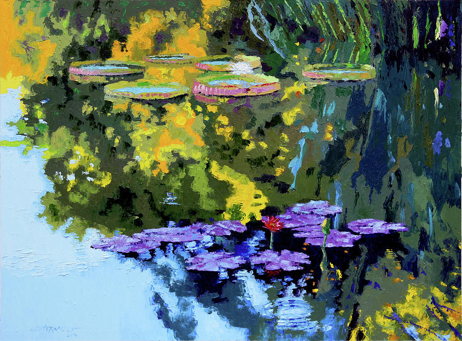 Autumn Reflections on the Pond Painting by John Lautermilch