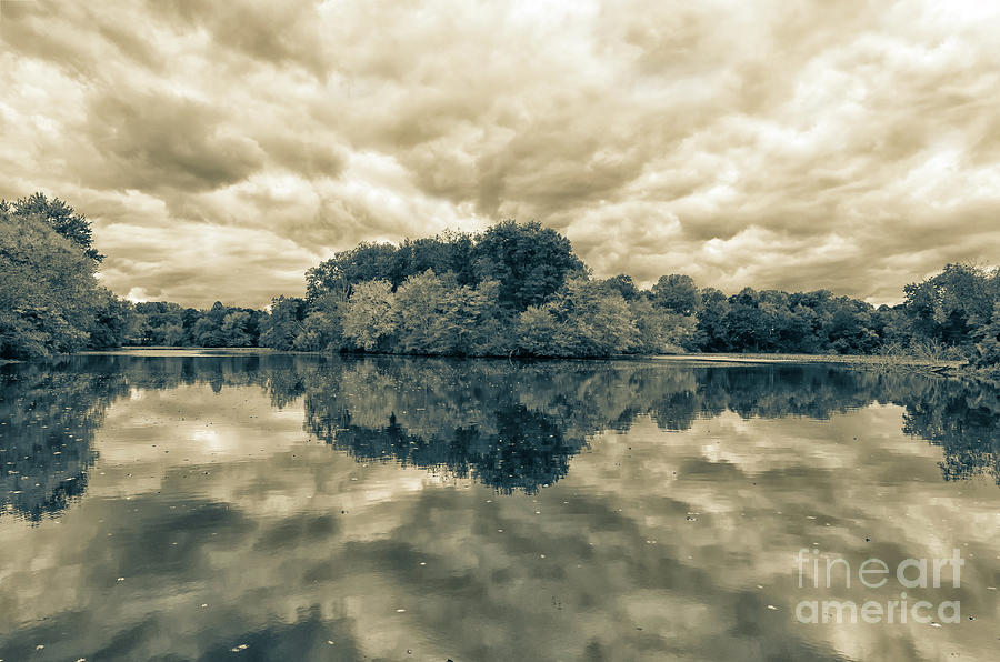 Autumn Reflections Split Toned Monochromatic Rural Landscape Photograph Photograph by PIPA Fine Art - Simply Solid