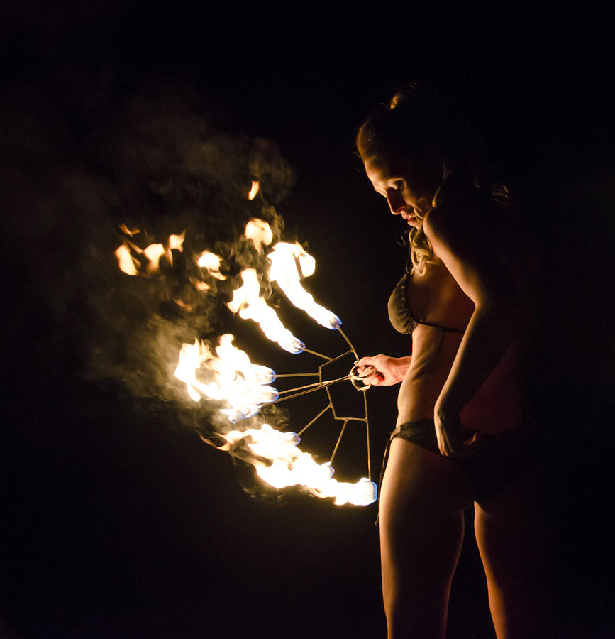 Autumn Reign Bikini Fire Fan Photograph by Pelo Blanco Photo