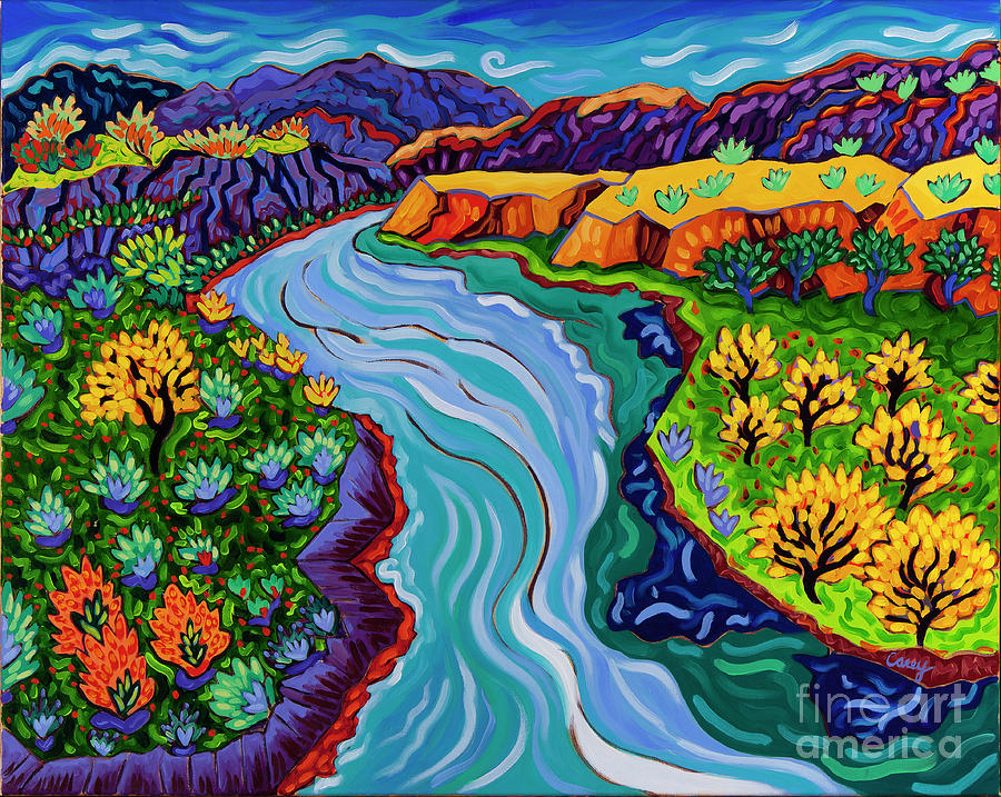 Autumn River Painting by Cathy Carey