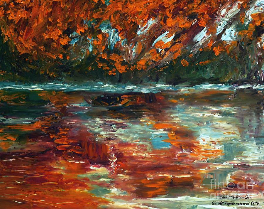 Autumn River Reflections Painting by Laara WilliamSen
