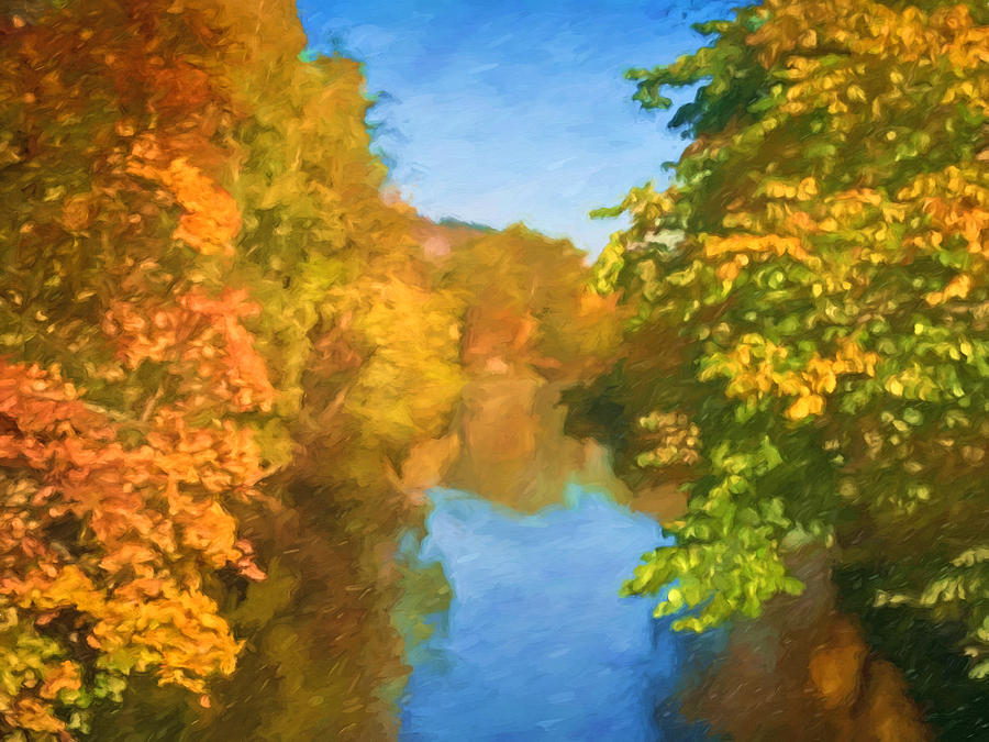Autumn Riverlight Painting by Lutz Baar