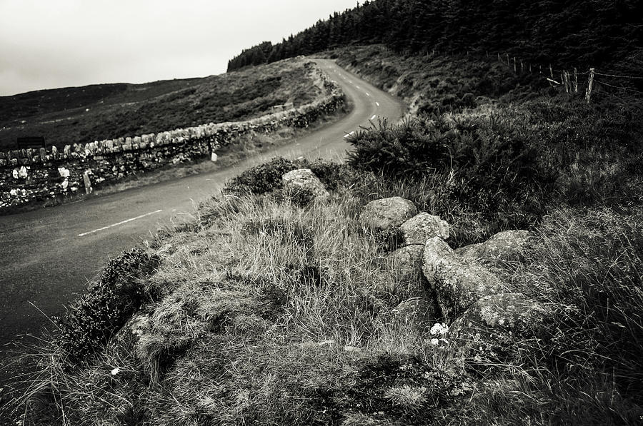 Autumn Road in Wicklow Hills. Black and White Photograph by Jenny Rainbow