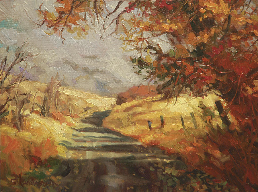 Tree Painting - Autumn Road by Steve Henderson