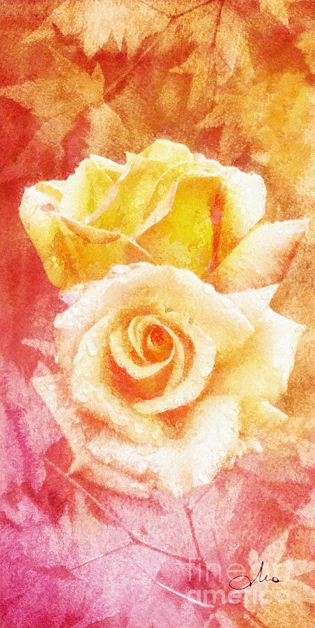 Flower Painting - Autumn Roses by Mo T