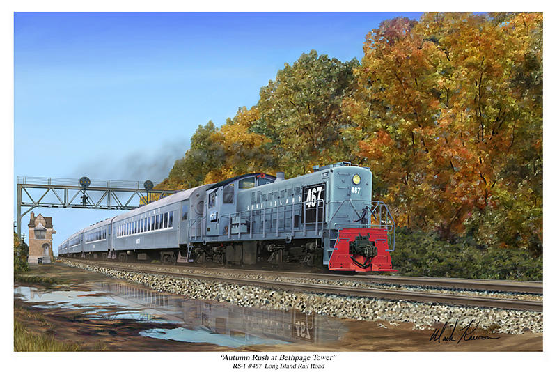 Autumn Rush at Bethpage Tower Painting by Mark Karvon