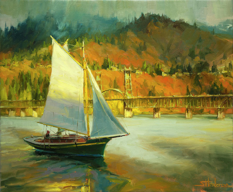 Sailing Painting - Autumn Sail by Steve Henderson