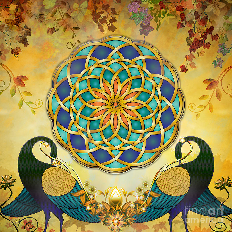 Peacock Digital Art - Autumn Serenade - Dawn Version by Peter Awax