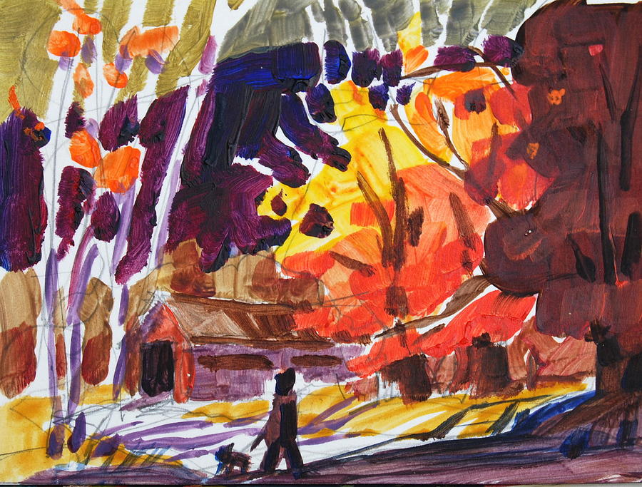 Autumn sketch Painting by Len Stomski