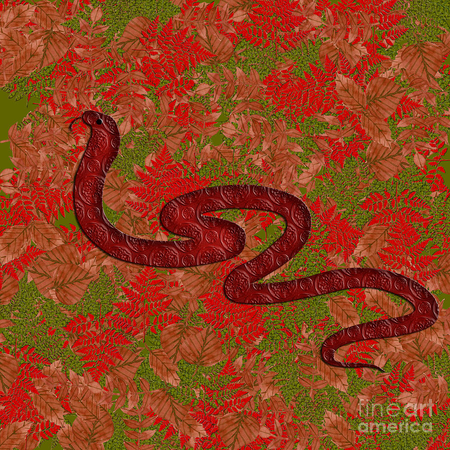 Snake Digital Art - Autumn snake by Gaspar Avila