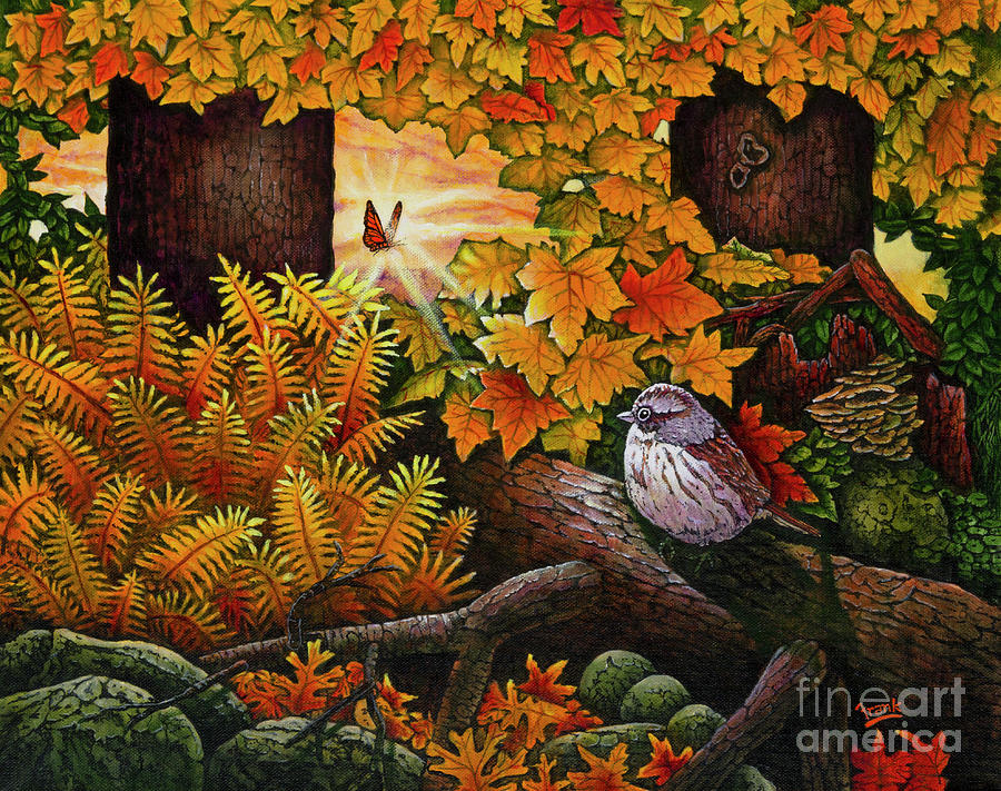 Autumn Sparrow Painting by Michael Frank