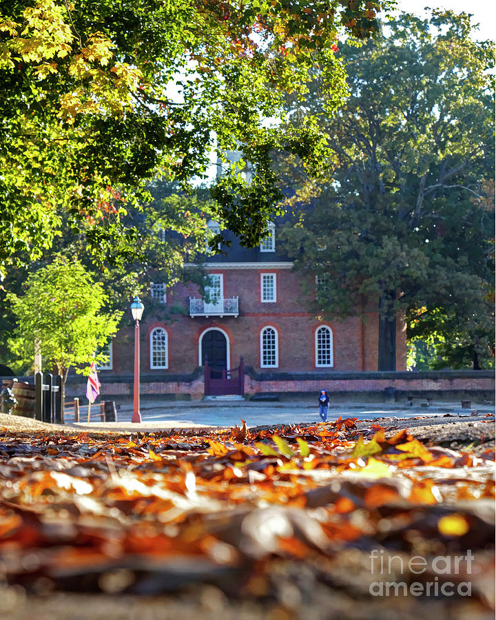Autumn Stroll in Front of Colonial Williamsburg Capital Photograph by Karen Jorstad