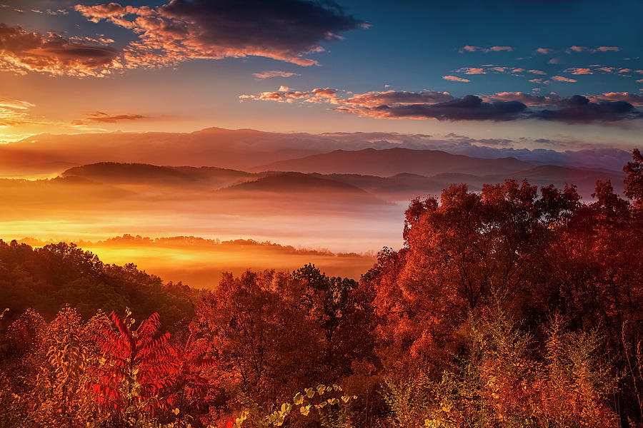 Autumn Sunrise in the Smokies Photograph by Andrew Soundarajan
