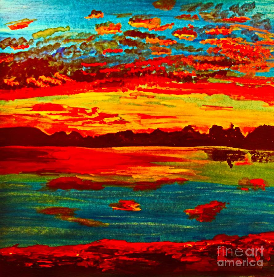 Autumn Sunrise on Lady Ann Lake Painting by Barbara Donovan