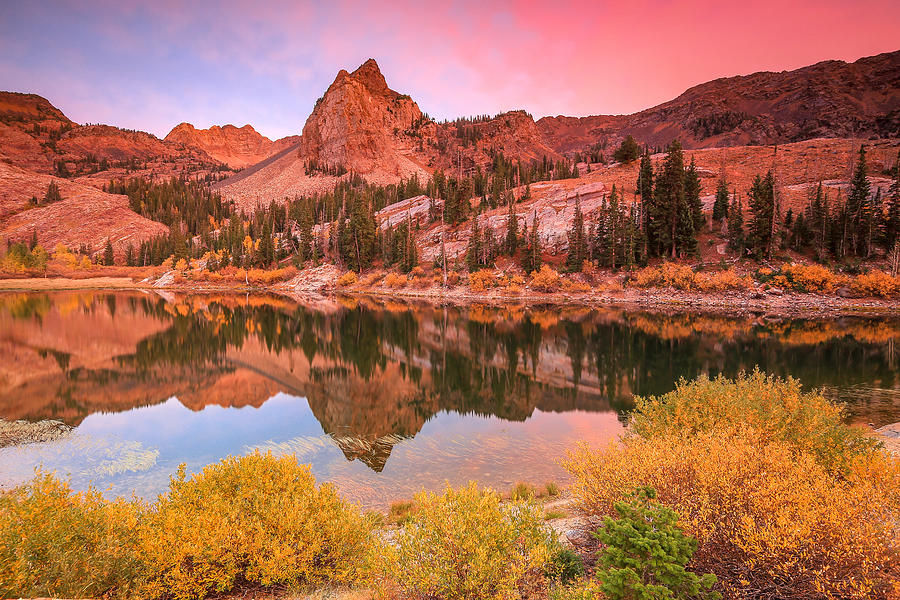 Fall Photograph - Autumn sunset at Lake Blanche. by Wasatch Light