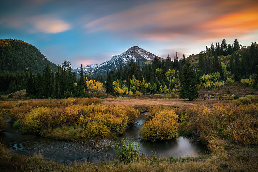 Autumn Sunset in Big Cottonwood Canyon Photograph by James Udall