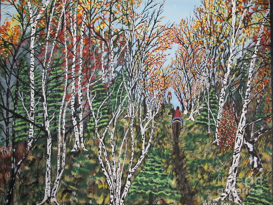 Autumn Trail Ride  Painting by Jeffrey Koss