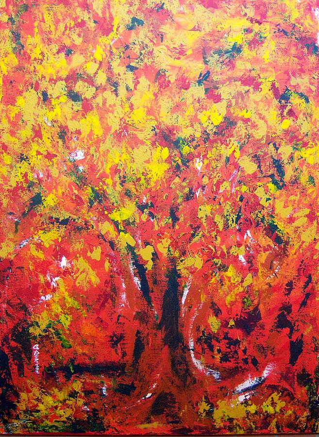 Autumn Tree Painting by Rhiannon Marhi - Fine Art America