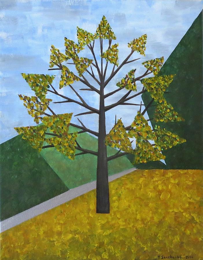 Tree Painting - Autumn tree by Tamara Savchenko