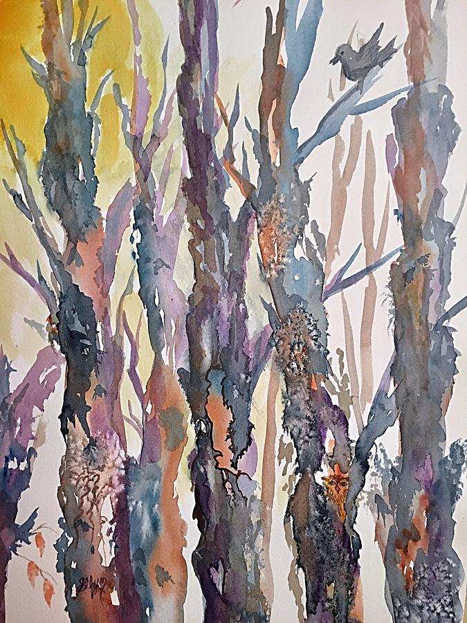 Autumn Trees Abstract  Painting by Ellen Levinson