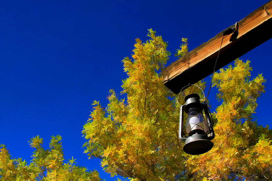 Autumn Trees with Lantern 1 Photograph by Bonnie Follett