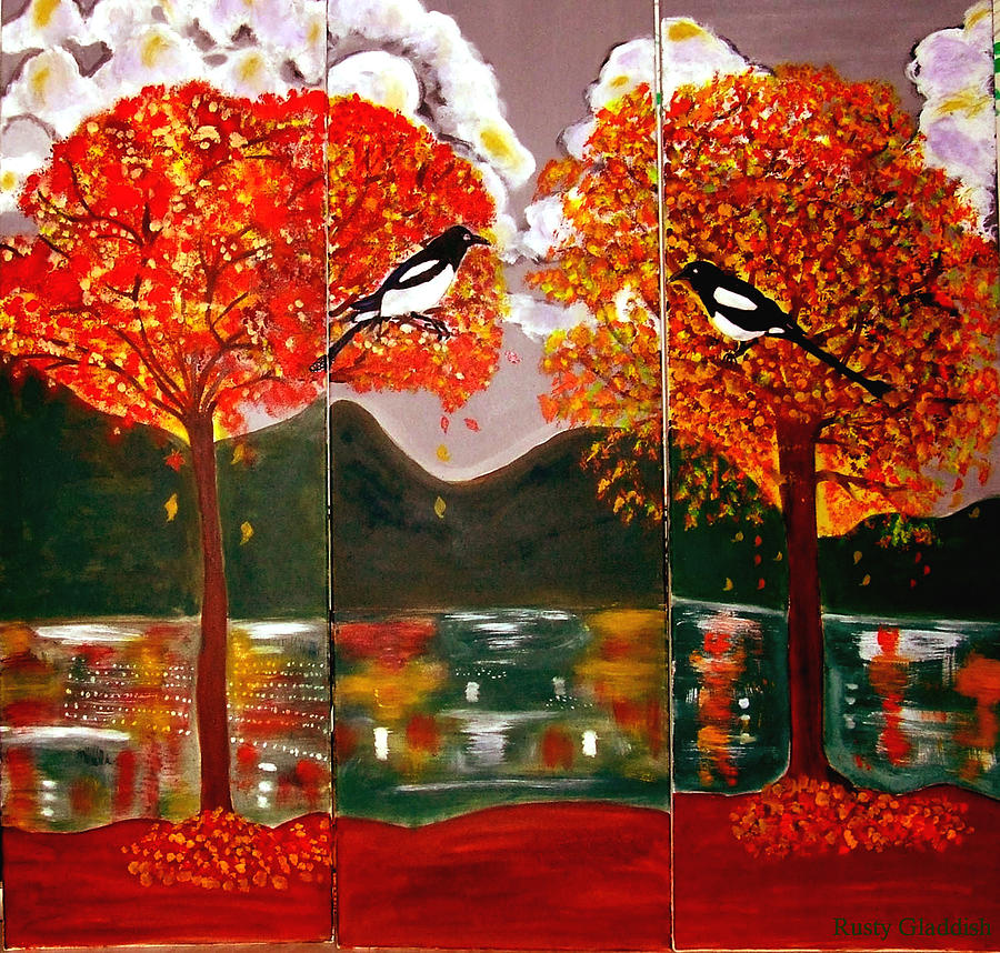 Autumn Trilogy Painting by Rusty Gladdish