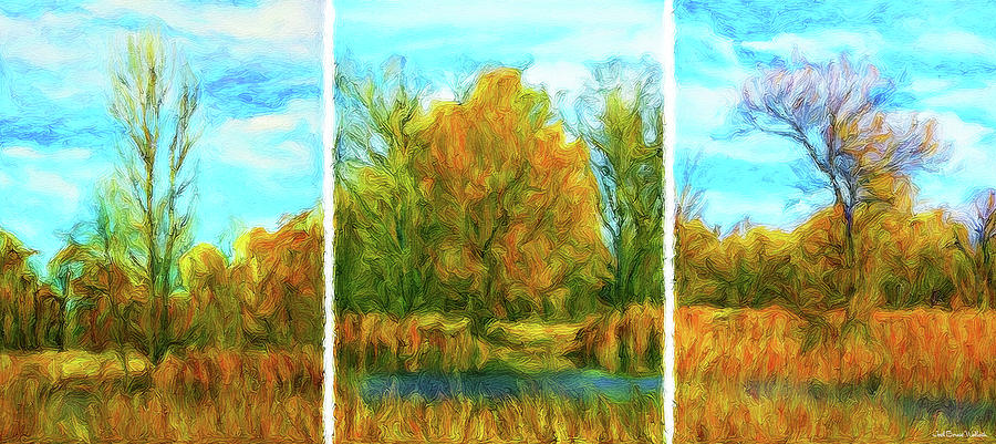 Autumn Trio - Triptych Digital Art by Joel Bruce Wallach