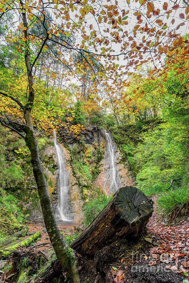 Autumn Twin Waterfall Photograph by Adrian Evans