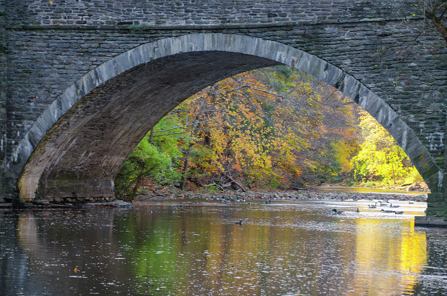 Autumn - Valley Green Bridge - Philadelphia Photograph by Bill Cannon