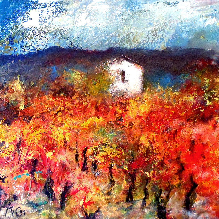 Autumn Vineyard Painting by K McCoy