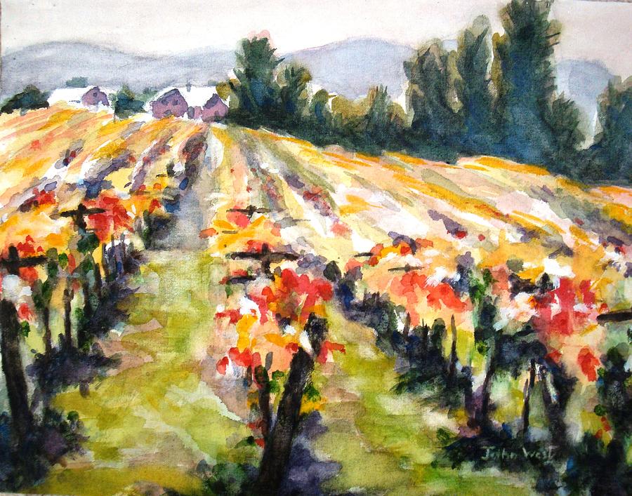 Autumn Vineyards Painting by John West