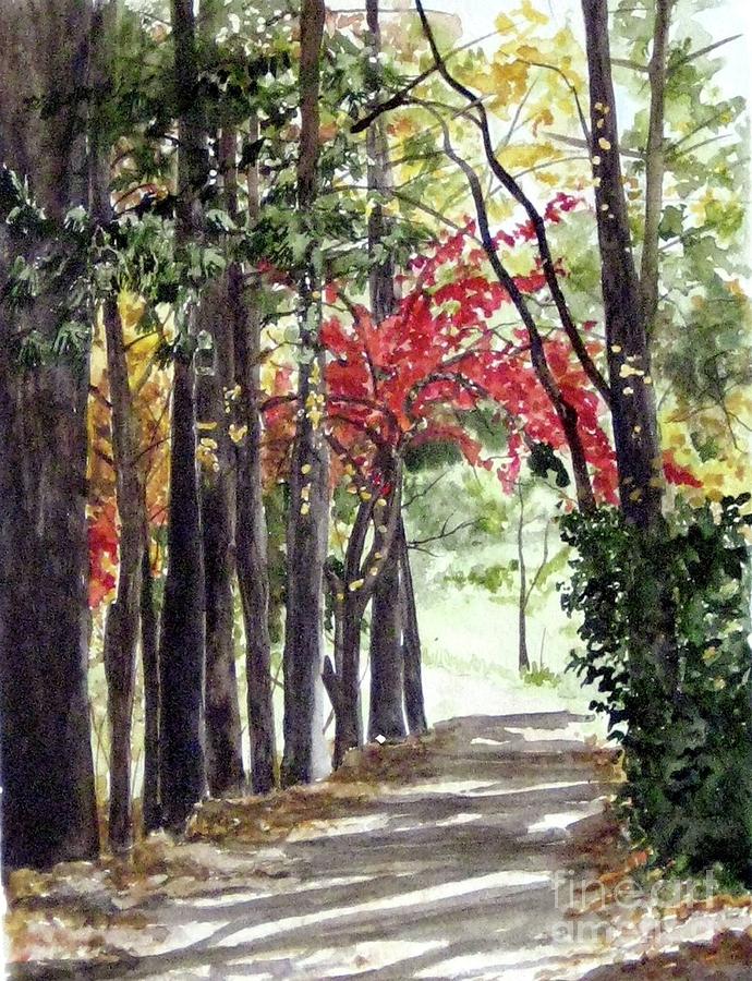 Trees Painting - Autumn walk by Carla Dabney Trees Painting - Autumn walk by Carla Dabney