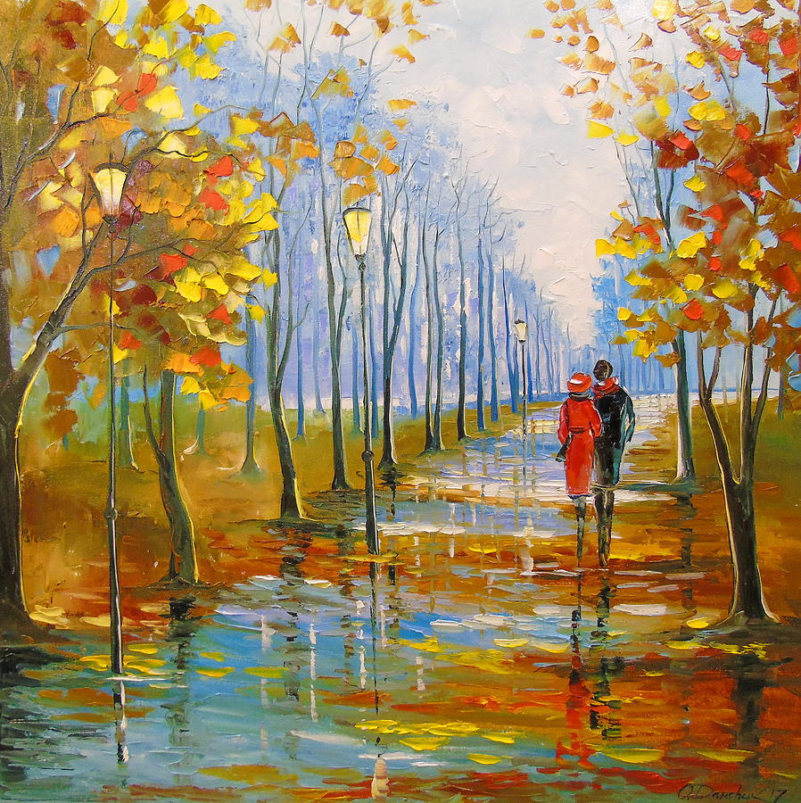 Autumn walk in the Park Painting by Olha Darchuk