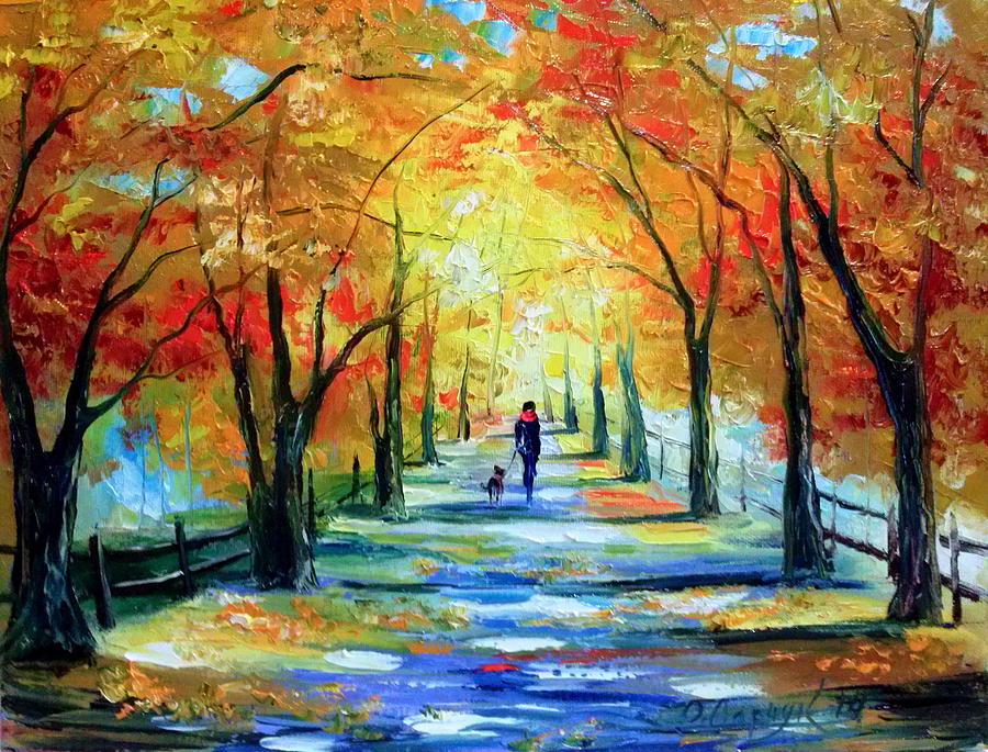 Autumn Walk Painting By Olha Darchuk Fine Art America