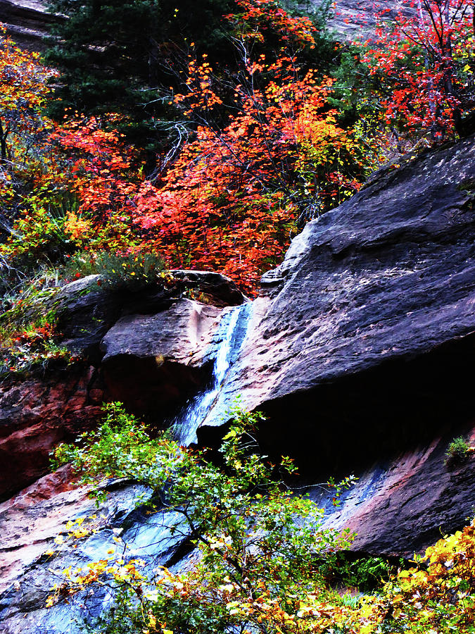 Autumn Waterfall in The Narrows Photograph by Alan Socolik