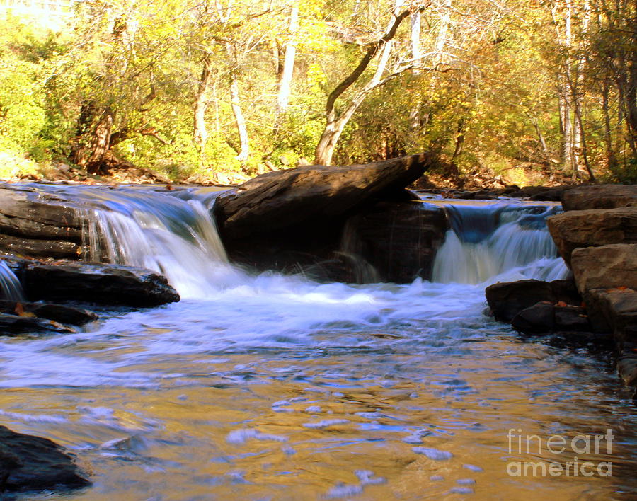 Autumn Waterfall Old Mill Park Roswell GA Photograph by Charlene Cox