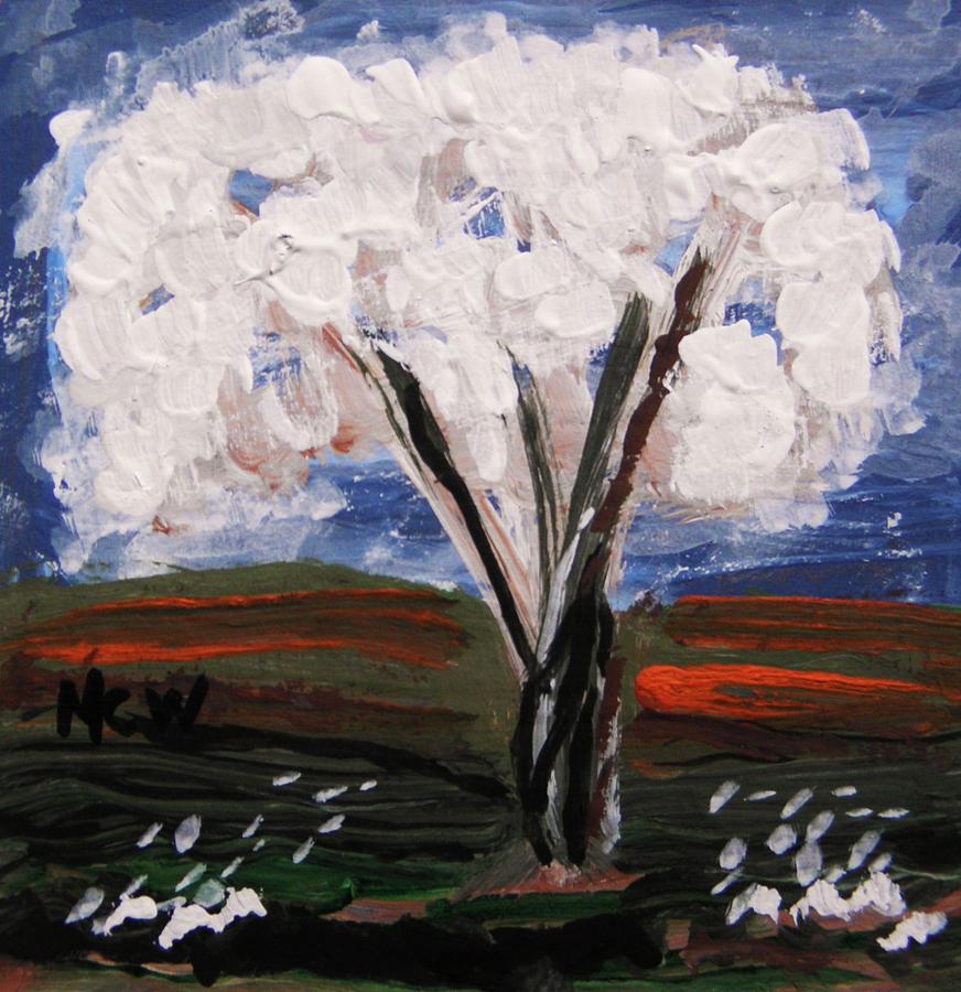 Autumn White Tree Painting by Mary Carol Williams
