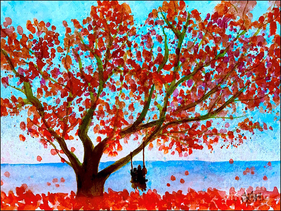 Together in Autumn  Painting by Wonju Hulse