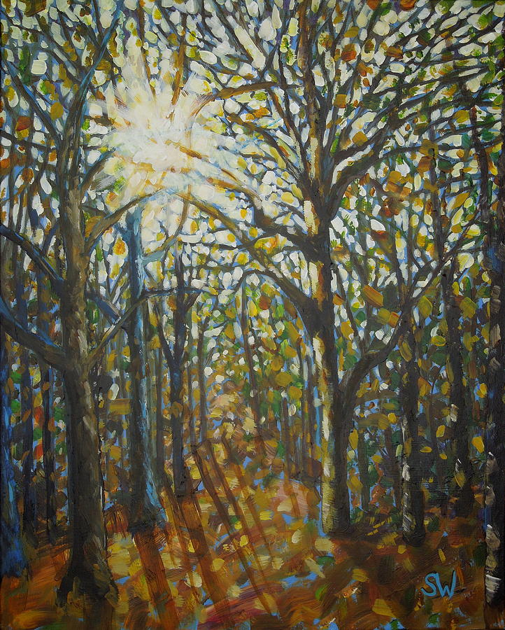 Autumn Wood Painting by Shirley Wellstead