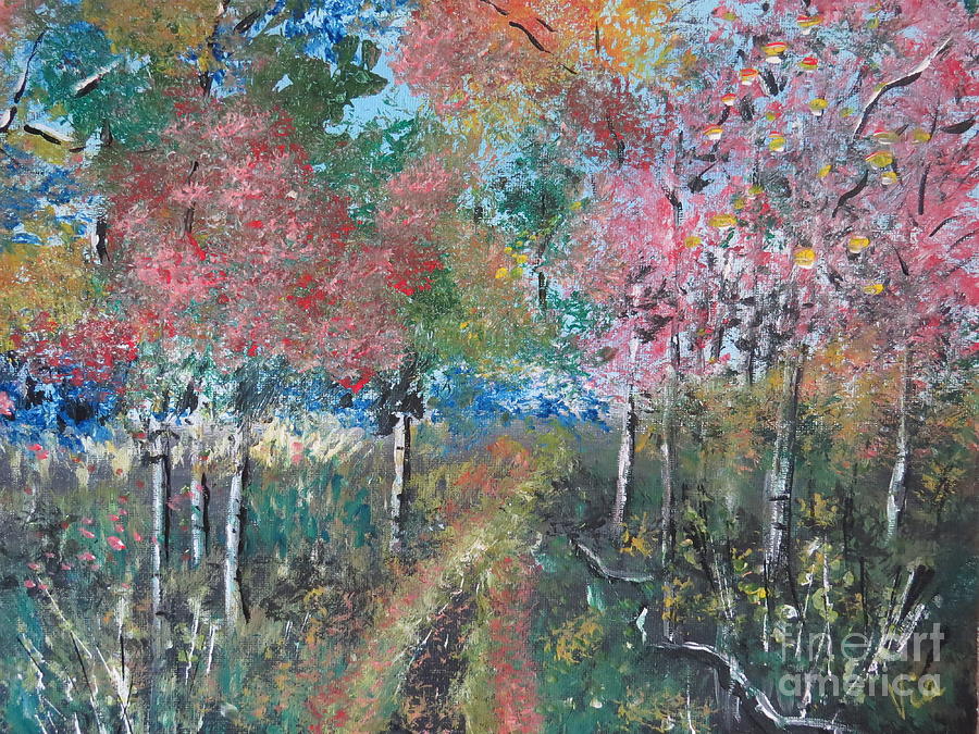 Autumn Woodland Painting by Judy Via-Wolff