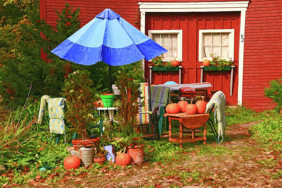 Autumn Yard - Photopainting Photograph by Allen Beatty