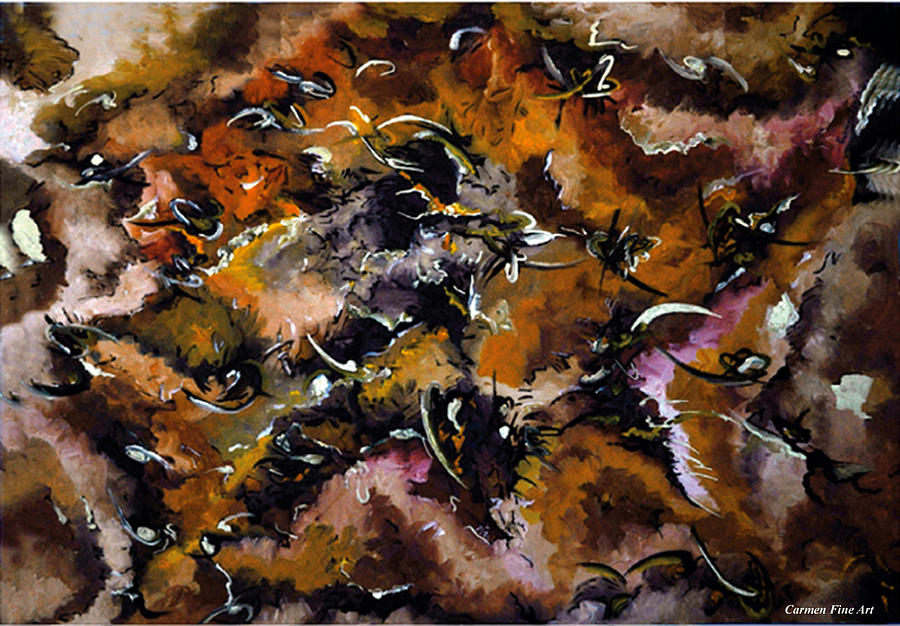 Abstract Design Painting - Autumnal Cut by Carmen Fine Art