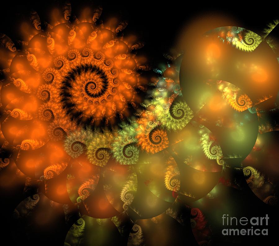Abstract Digital Art - Autumnal Dragon Spiral by Kim Sy Ok
