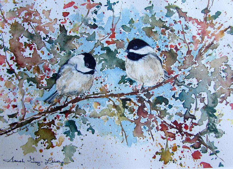 Bird Painting - Autumnal Lovebirds by Sarah Guy-Levar