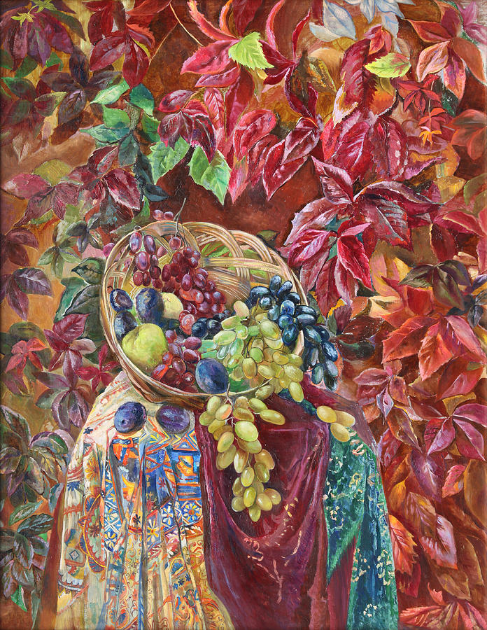 Autumnal Shades of Magenta Painting by Maya Gusarina