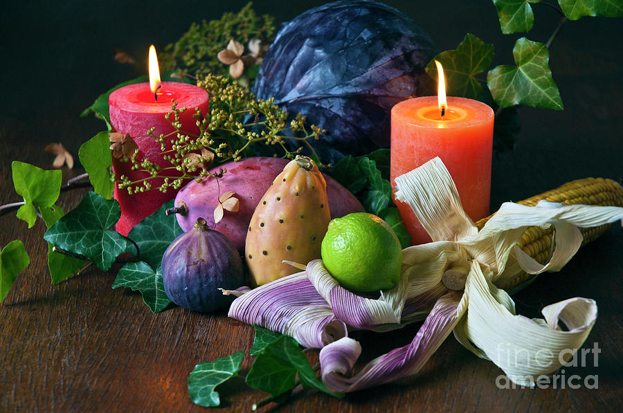 Autumnal Still Life with candles Photograph by Silva Wischeropp