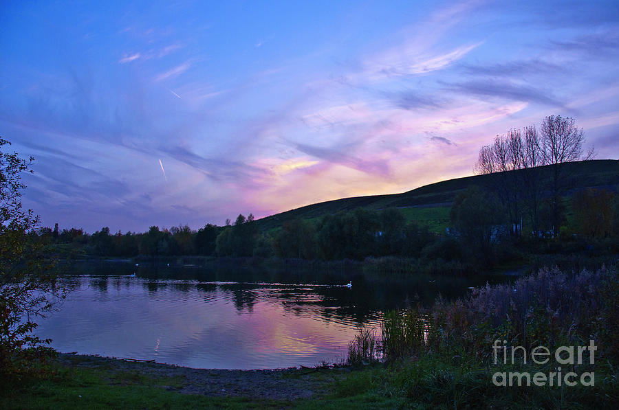 Autumnal sunset at the bathing lake Arkenberge Photograph by Silva Wischeropp