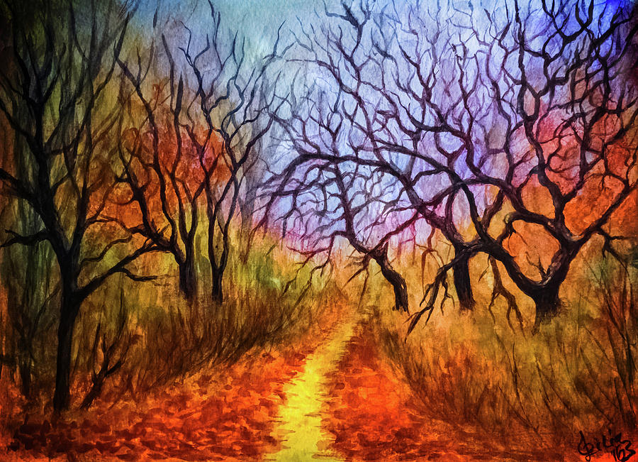 Autumns Secret Path Painting by Lilia D