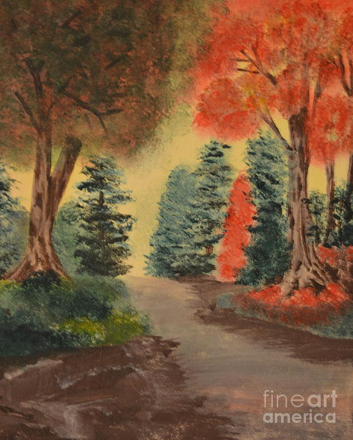 Nature Painting - Autumns Wooded Trail by Maria Urso
