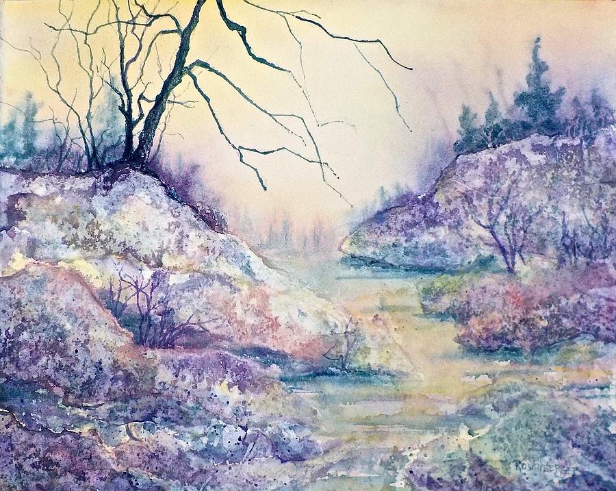 Autumnscape in Purple Painting by Carolyn Rosenberger